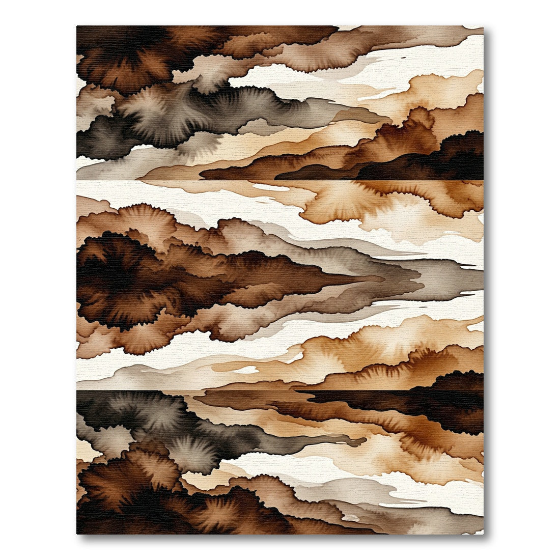 Earthy Brown Abstract Ink Wash Horizon Rug