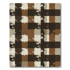 Distressed Earthy Toned Plaid Block Tile Rug