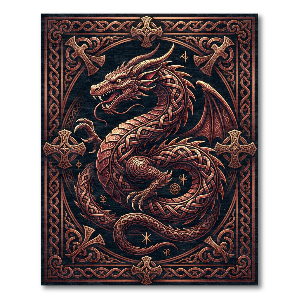 Celtic Bronze Dragon Knot Emblem Rug