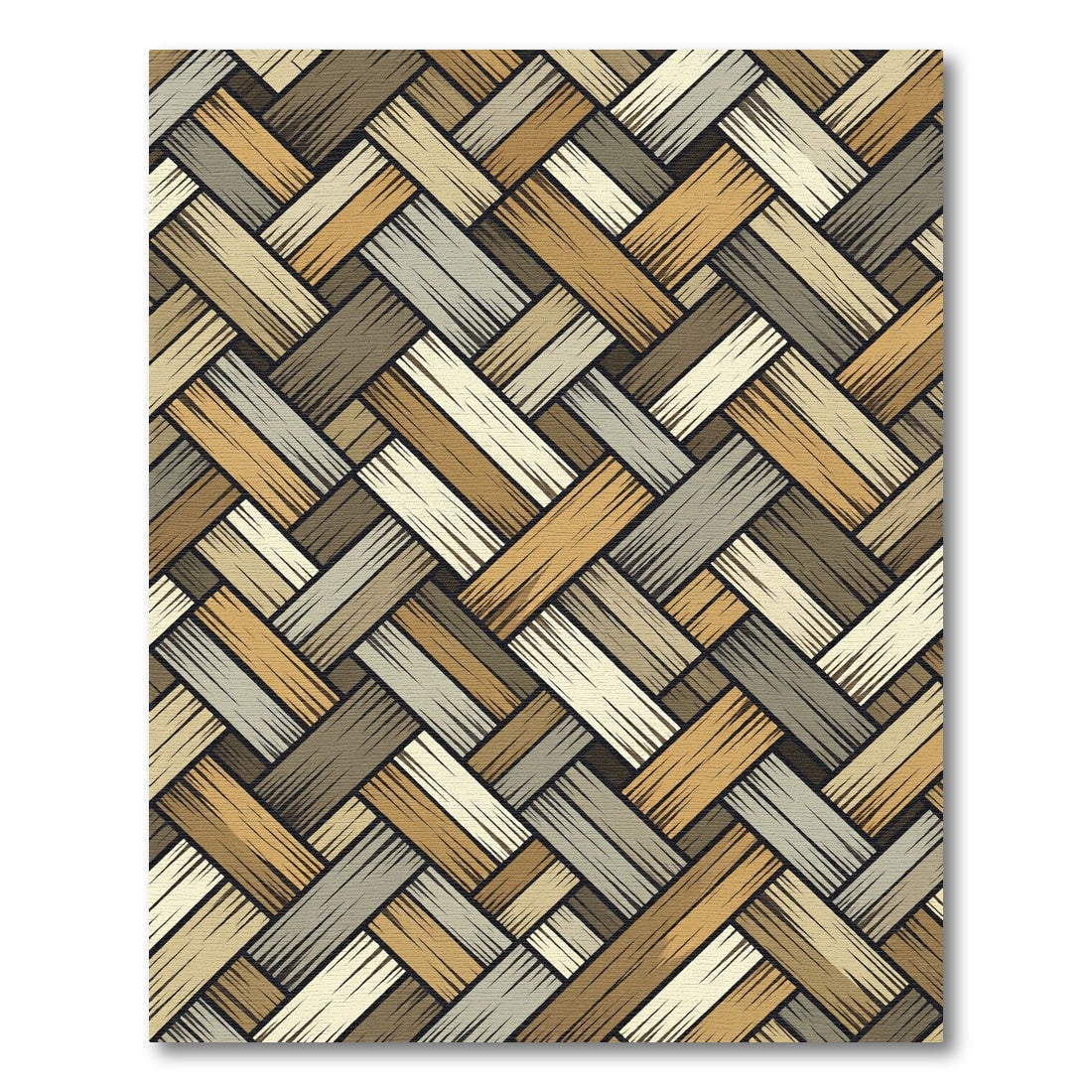 Neutral Earthy Tone Woven Basket Weave Rug