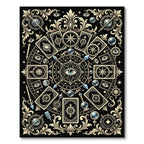 Mystical Celestial Tarot Eye Black Gold Rug