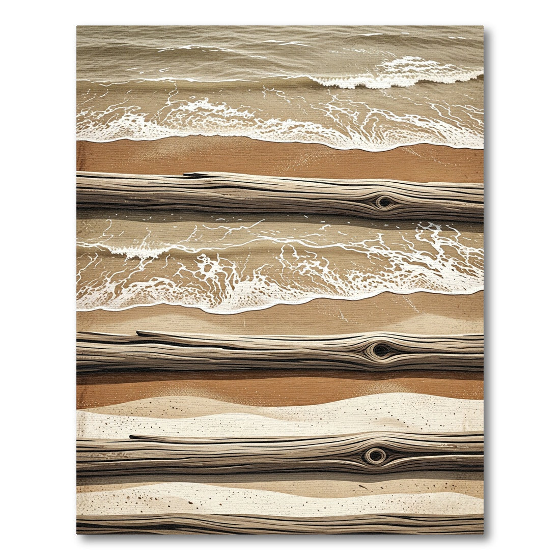 Coastal Wood Grain Beach Seascape Rug
