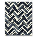 Dark Slate Gray Herringbone Wood Grain Rug