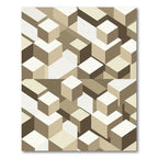 Neutral Toned Isometric Cubes Rug