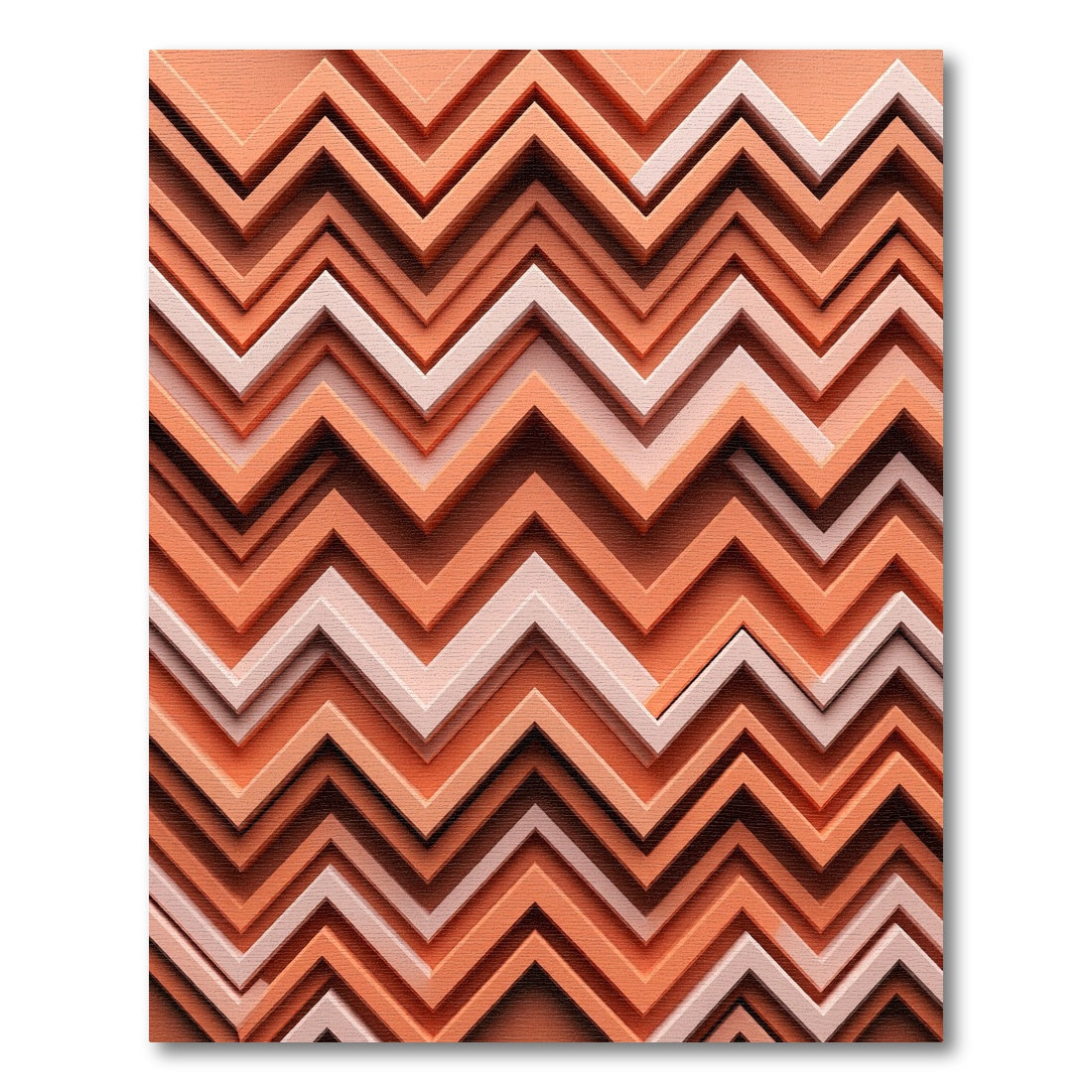 Terracotta Coral Zigzag Chevron Rug