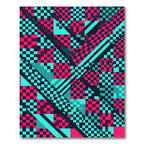 Neo Magenta Teal Geometric Checkered Abstract Rug