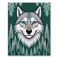 Gray Wolf Forest Scene Rug