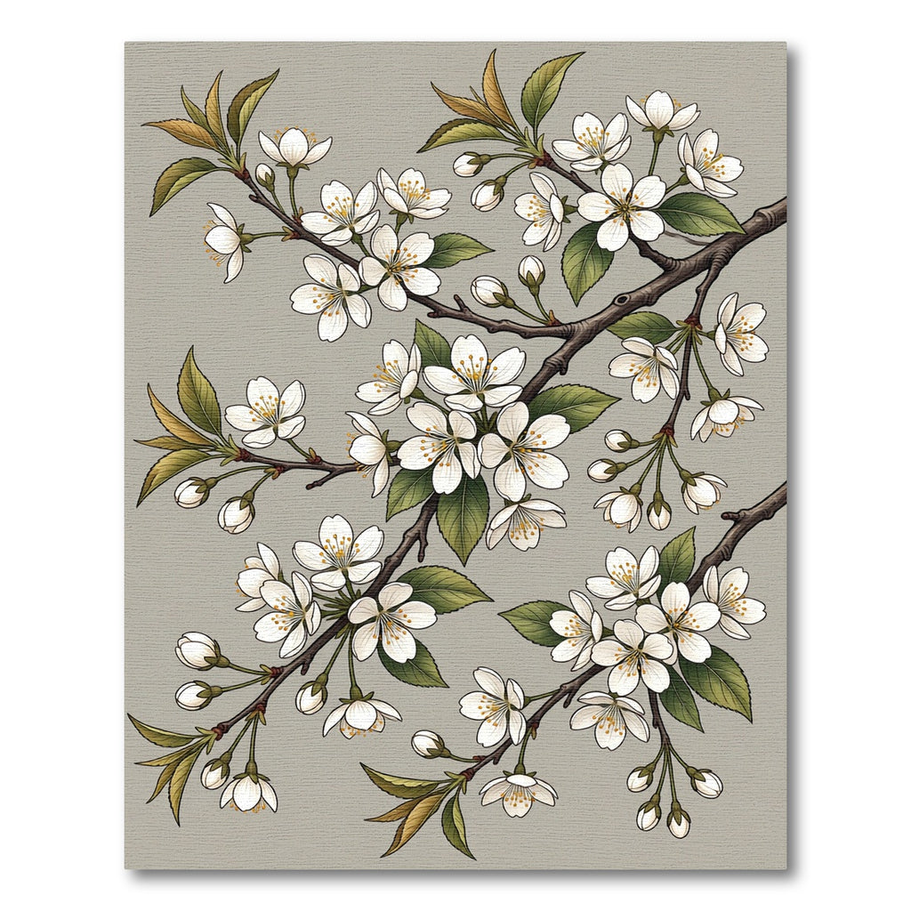 Elegant White Cherry Blossom Branch Rug