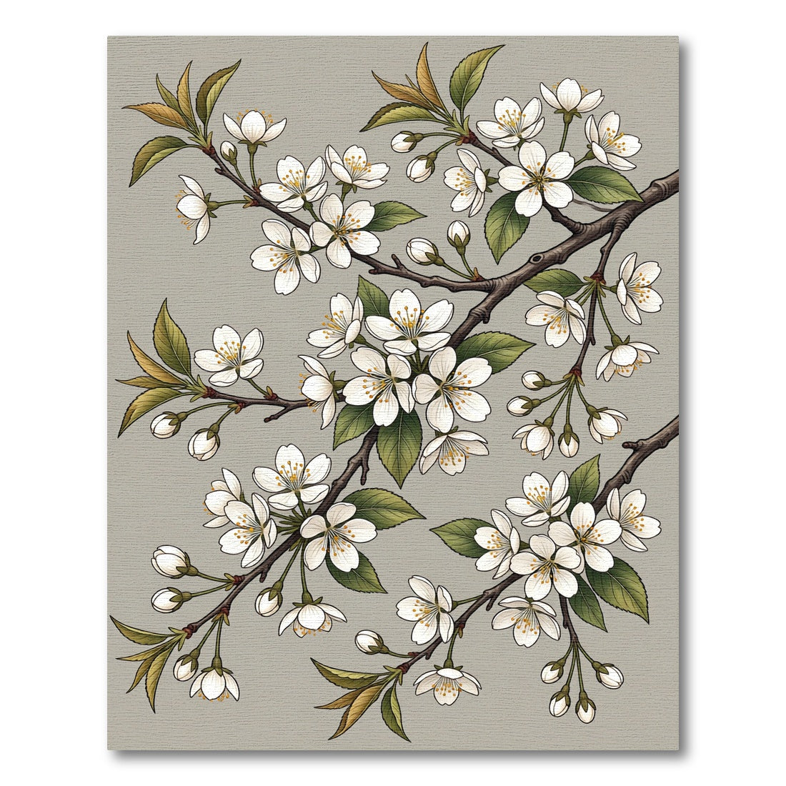 Elegant White Cherry Blossom Branch Rug