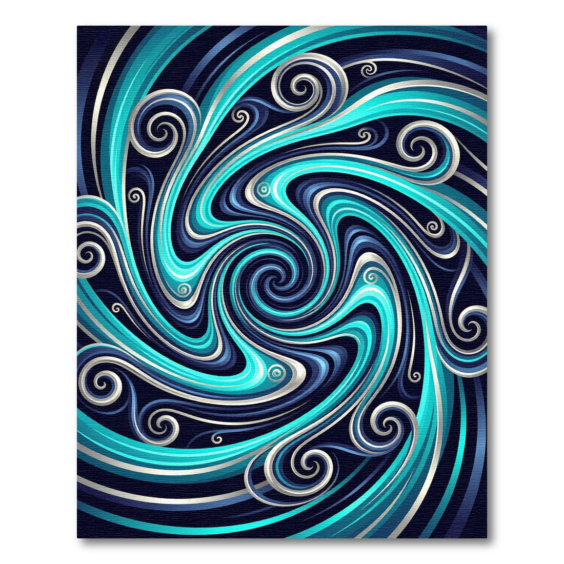 Vibrant Teal Swirling Ocean Abstract Rug