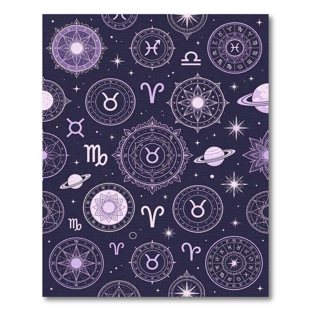 Celestial Lavender Zodiac Constellation Astrology Rug