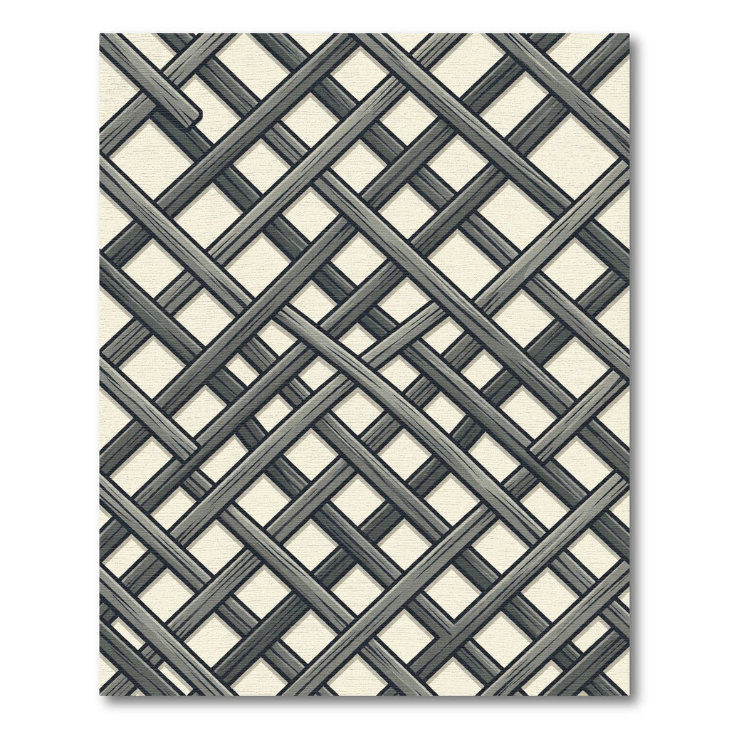 Rustic Gray Wood Lattice Diagonal Rug