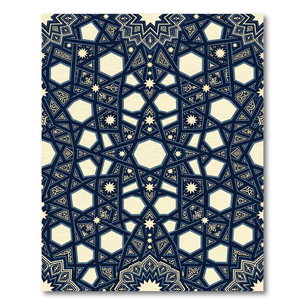 Midnight Navy Geometric Star Medallion Rug