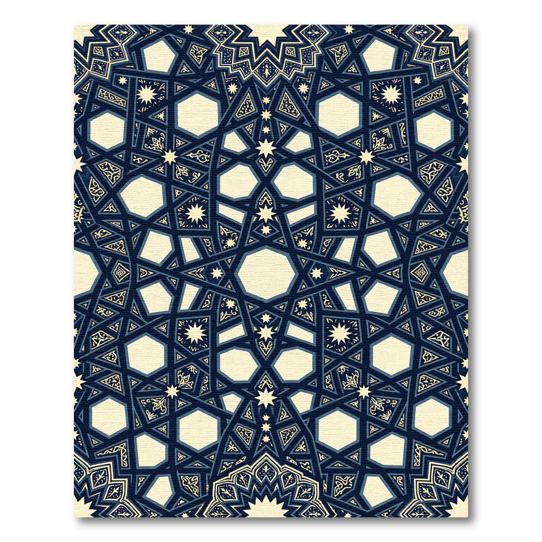 Midnight Navy Geometric Star Medallion Rug