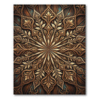 Ornate Golden Floral Radial Wood Texture Rug