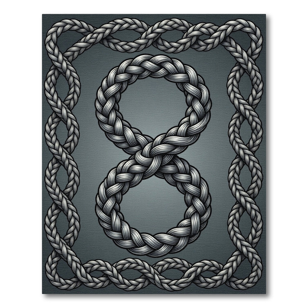Metallic Silver Braided Rope Number Eight Rug
