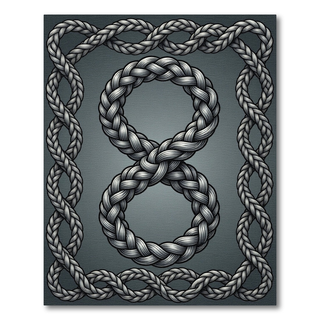 Metallic Silver Braided Rope Number Eight Rug