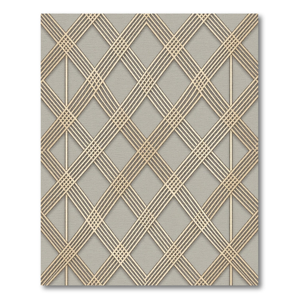 Sophisticated Golden Geometric Lattice Gray Rug