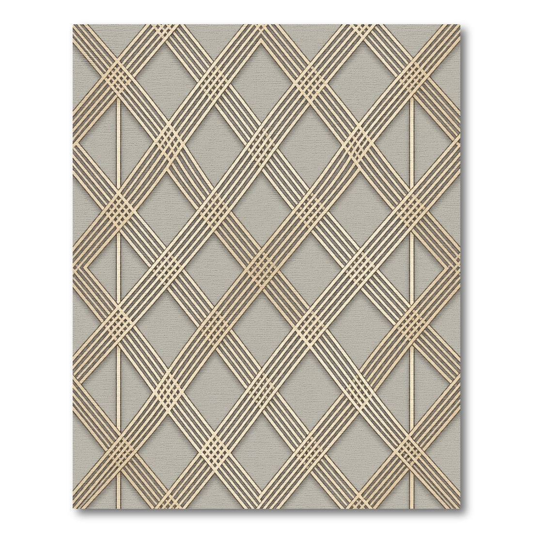 Sophisticated Golden Geometric Lattice Gray Rug
