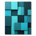 Modern Teal Geometric Block Mosaic Rug