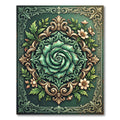 Emerald Green Floral Crest Rug