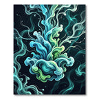 Ethereal Teal and Lime Fluid Swirl Rug