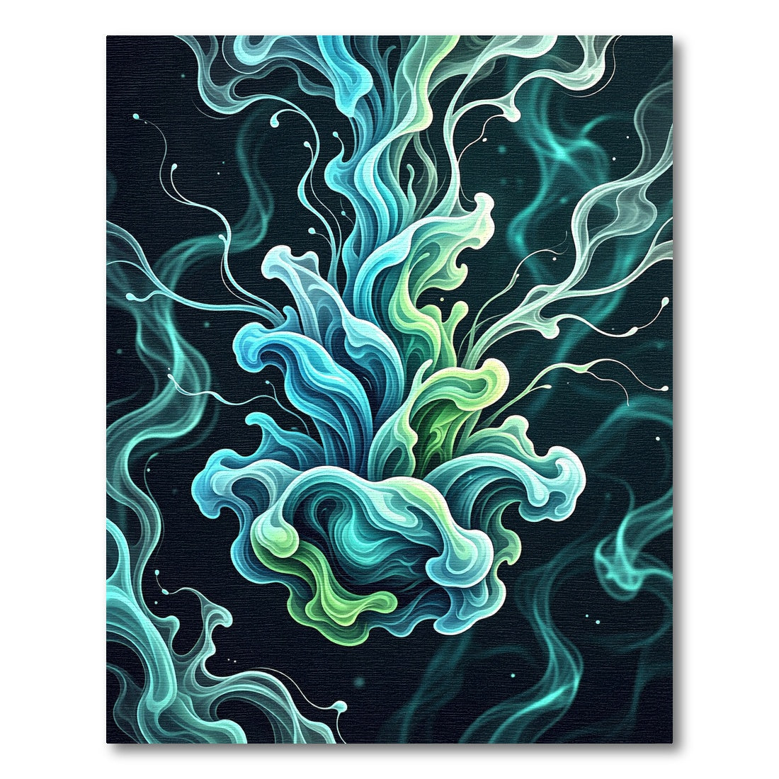 Ethereal Teal and Lime Fluid Swirl Rug