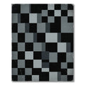 Modern Charcoal Black Pixel Geometric Grid Rug