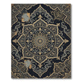 Intricate Golden Mandala Navy Ornate Tapestry Rug