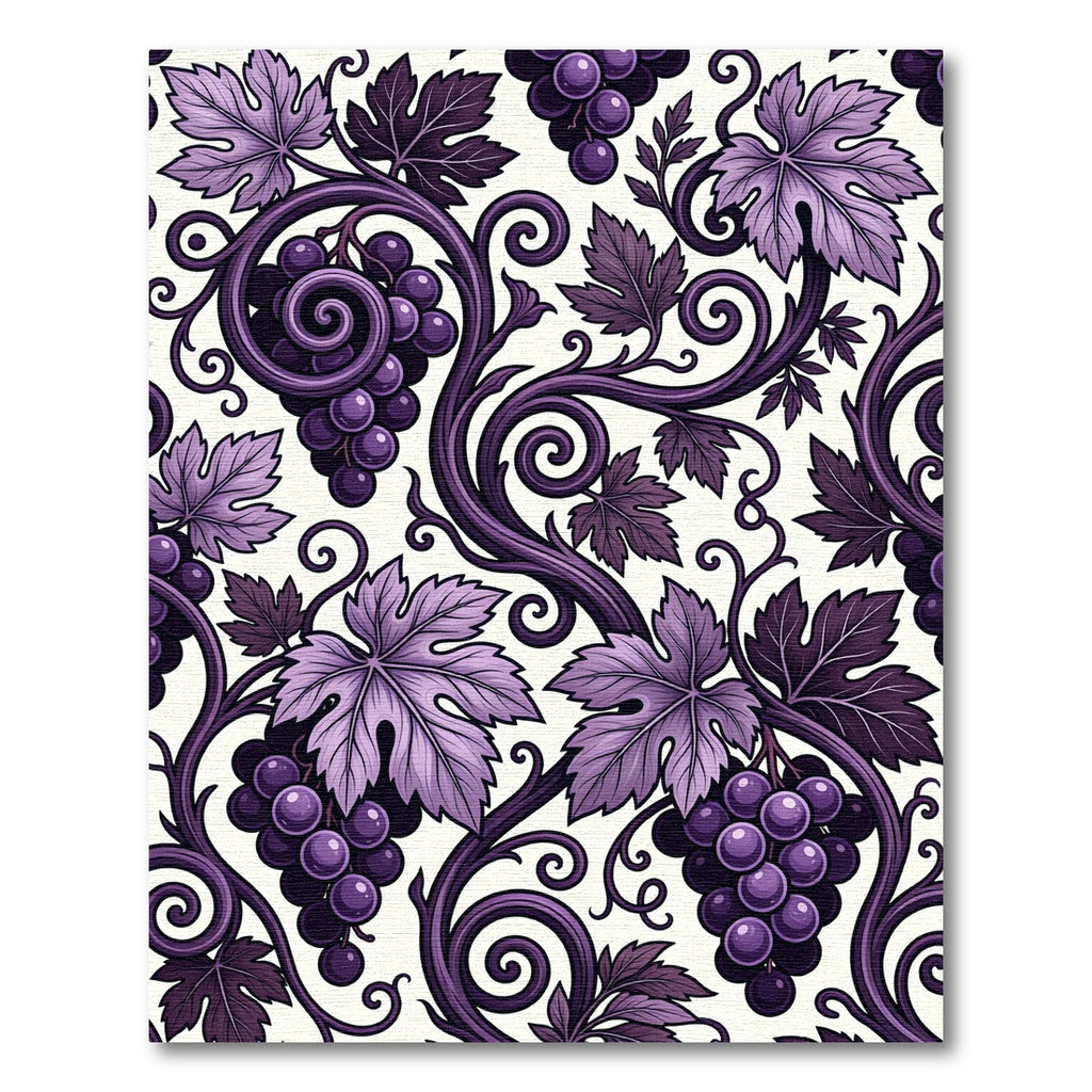 Ornate Purple Grapevine Scroll Rug