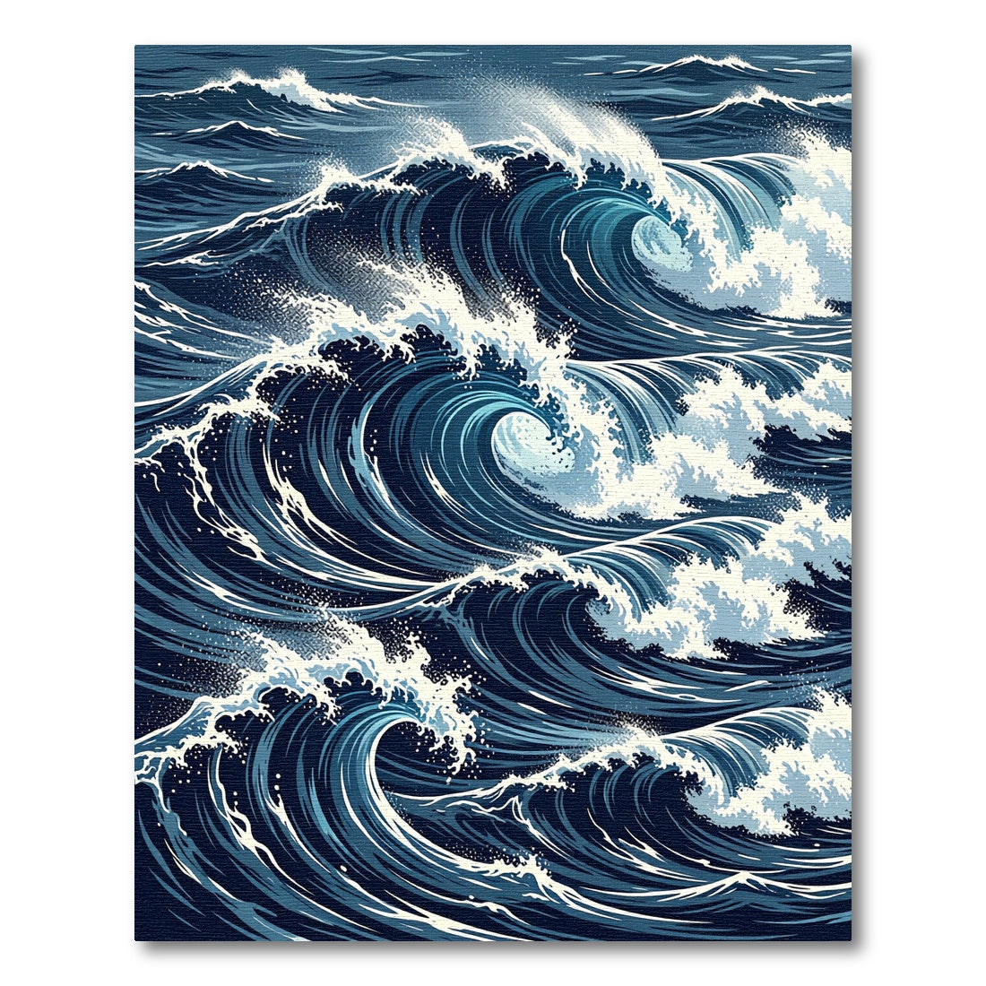 Dramatic Oceanic Deep Blue Wave Rug