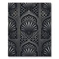 Monochrome Ornate Shell Lattice Arch Rug