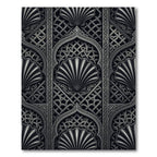 Monochrome Ornate Shell Lattice Arch Rug