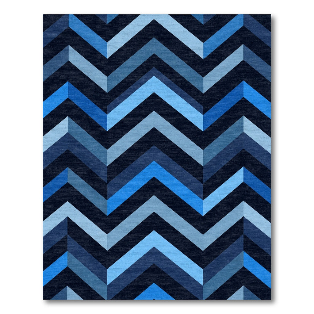 Deep Blue Chevron Geometric Zigzag Rug