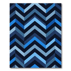 Deep Blue Chevron Geometric Zigzag Rug