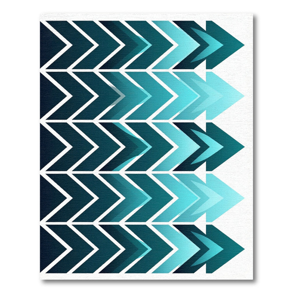 Aqua Gradient Chevron Array Rug