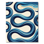 Abstract Fluid Navy Wave Swirl Rug