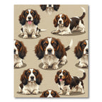 Playful Brown and White Spaniel Illustration Rug