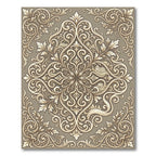 Ornate Beige Acanthus Scroll Landscape Rug