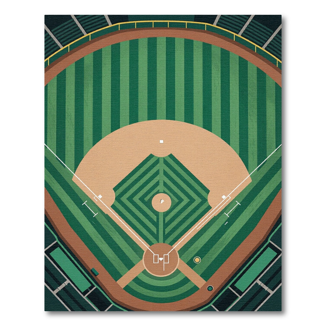Minimalist Green Stadium Baseball Field Art Rug
