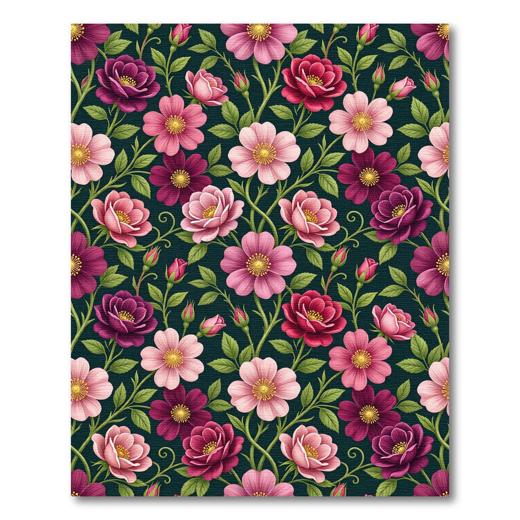 Elegant Pink Floral Botanical Garden Rug