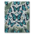 Vibrant Blue Butterfly Tropical Fern Garden Rug