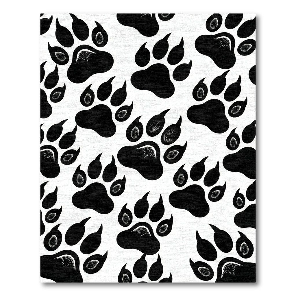 Bold Monochrome Animal Paw Track Rug