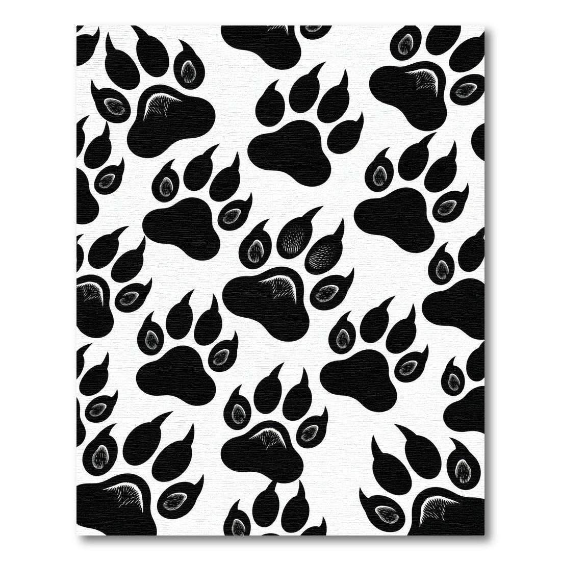 Bold Monochrome Animal Paw Track Rug