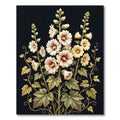 Cream Pink Hibiscus Botanical Illustration Rug