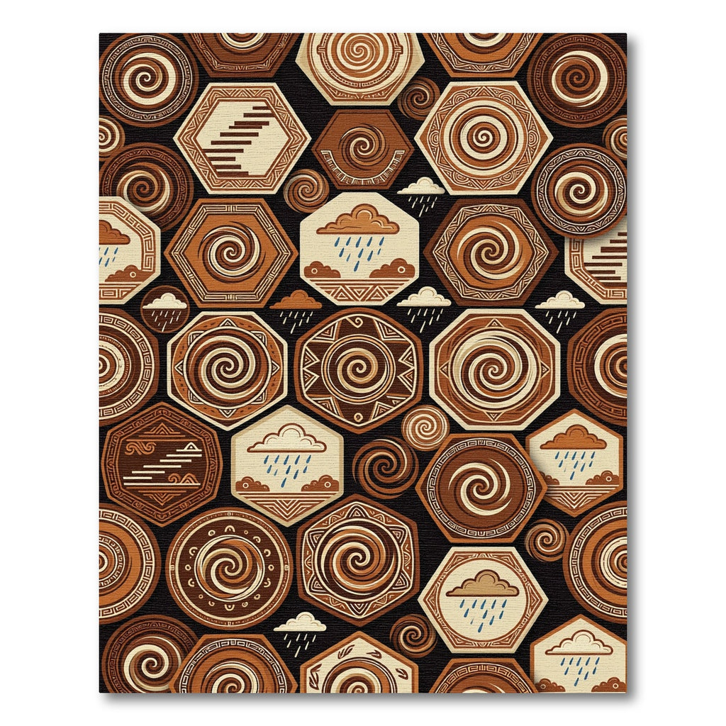 Earthy Swirls And Clouds Hexagons Rug