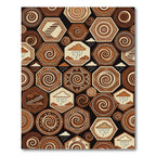 Earthy Swirls And Clouds Hexagons Rug
