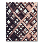 Bronze Geometric Intersecting Lattice Grid Rug