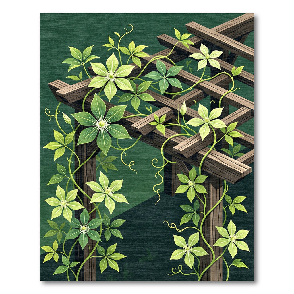 Lush Forest Green Climbing Clematis Rug