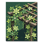 Lush Forest Green Climbing Clematis Rug